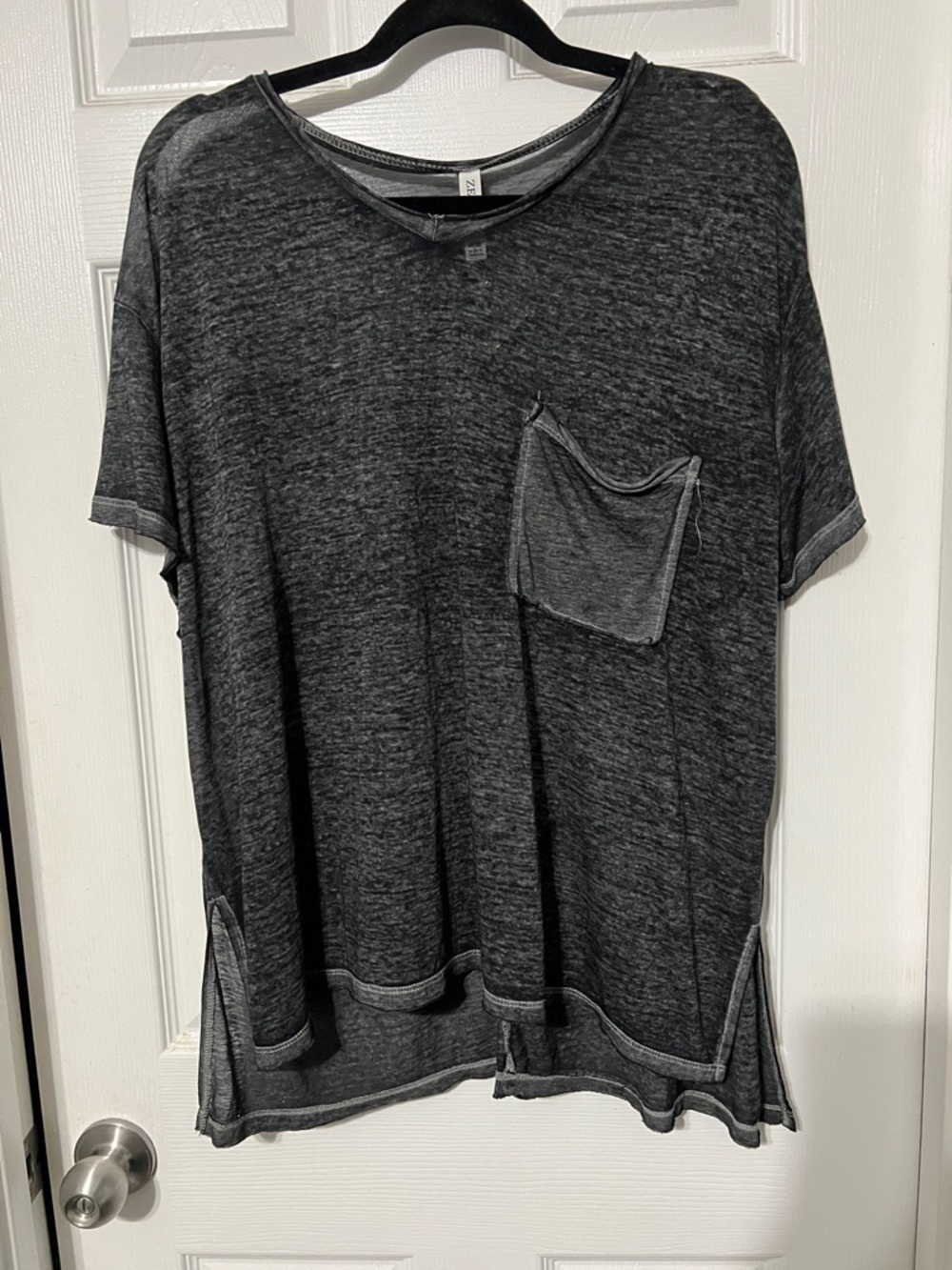 Zenana Outfitters Charcoal Short Sleeve Pocket Tee
